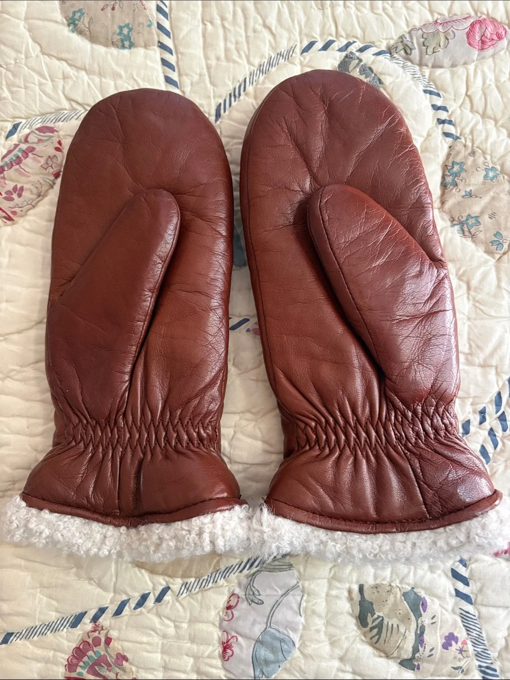 New Listing Hestra Chestnut Brown Leather Mittens with wool lining.